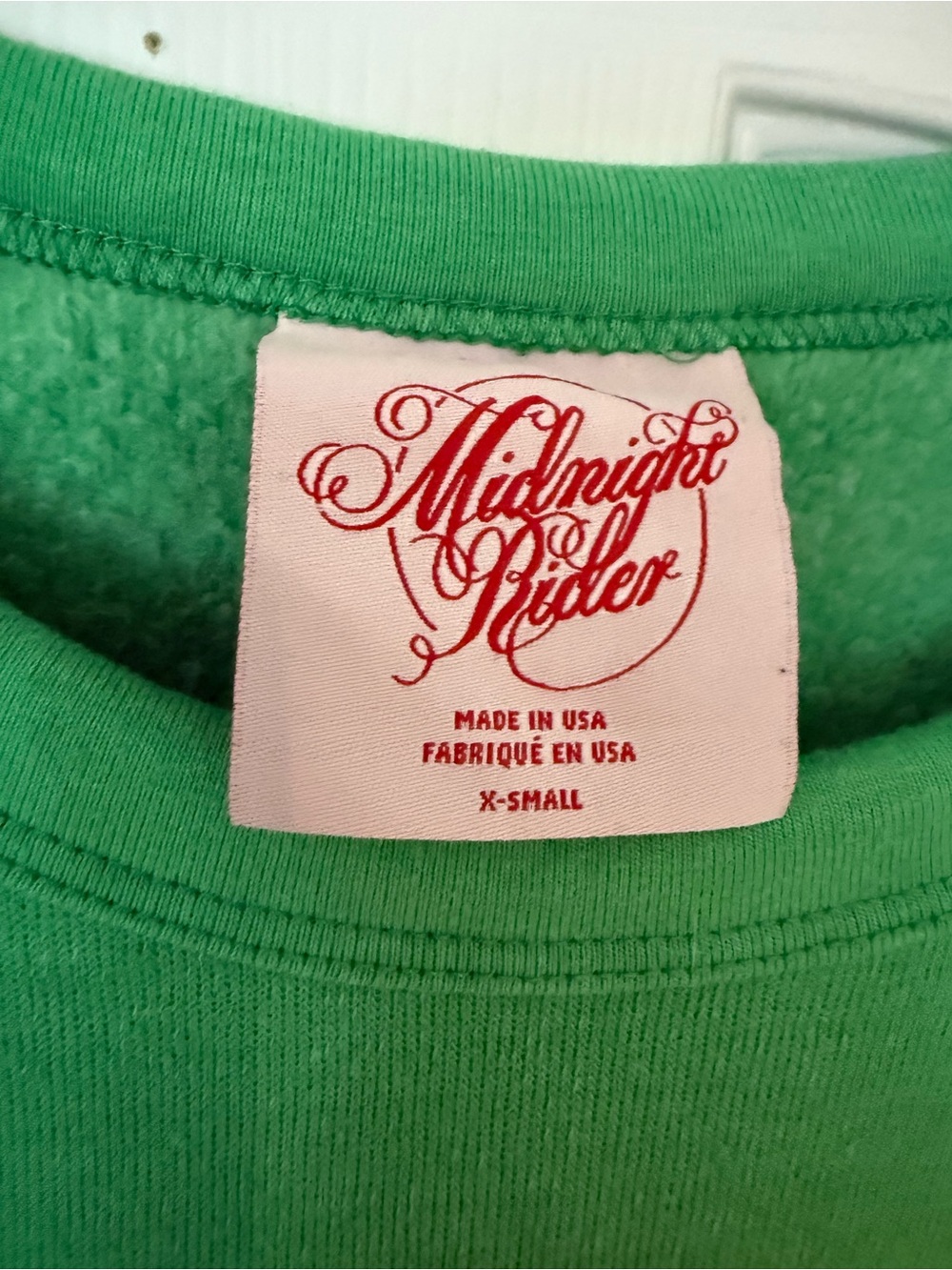Vintage Made in USA Midnight Rider Green Crewneck Sweatshirt with Red Logo Tag - Picture 2 of 5